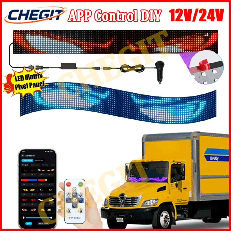 

New APP LED Truck Car Devil Eye Light Remote Music Control Custom Text Pattern Lighting Display For Board Windshield 12V 24V