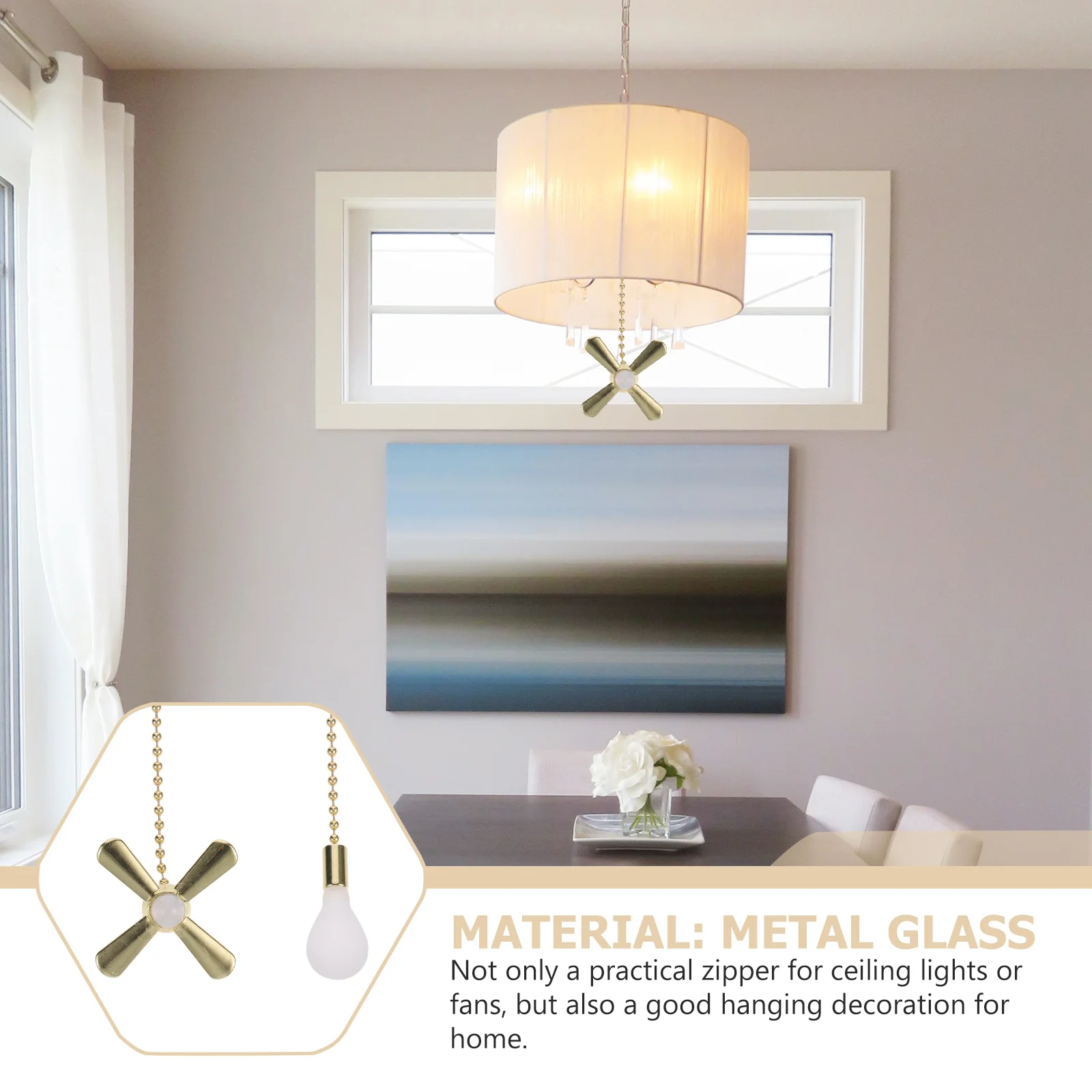 

4Pcs Ceiling Fan Pull Chain Ornaments Exquisite Craft Decorative Chains for Home Office Garden Cafe Shop Gifts