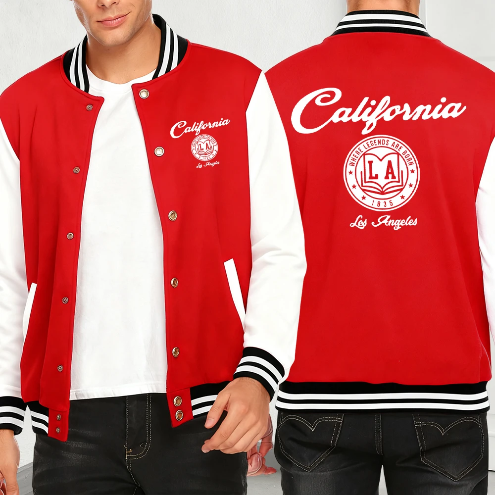 

Califirnia Letter Logo Print Men'S Clothes Casual Loose Streetwear Funny Pocket Jackets Autumn Fashion Fleece Sportswears