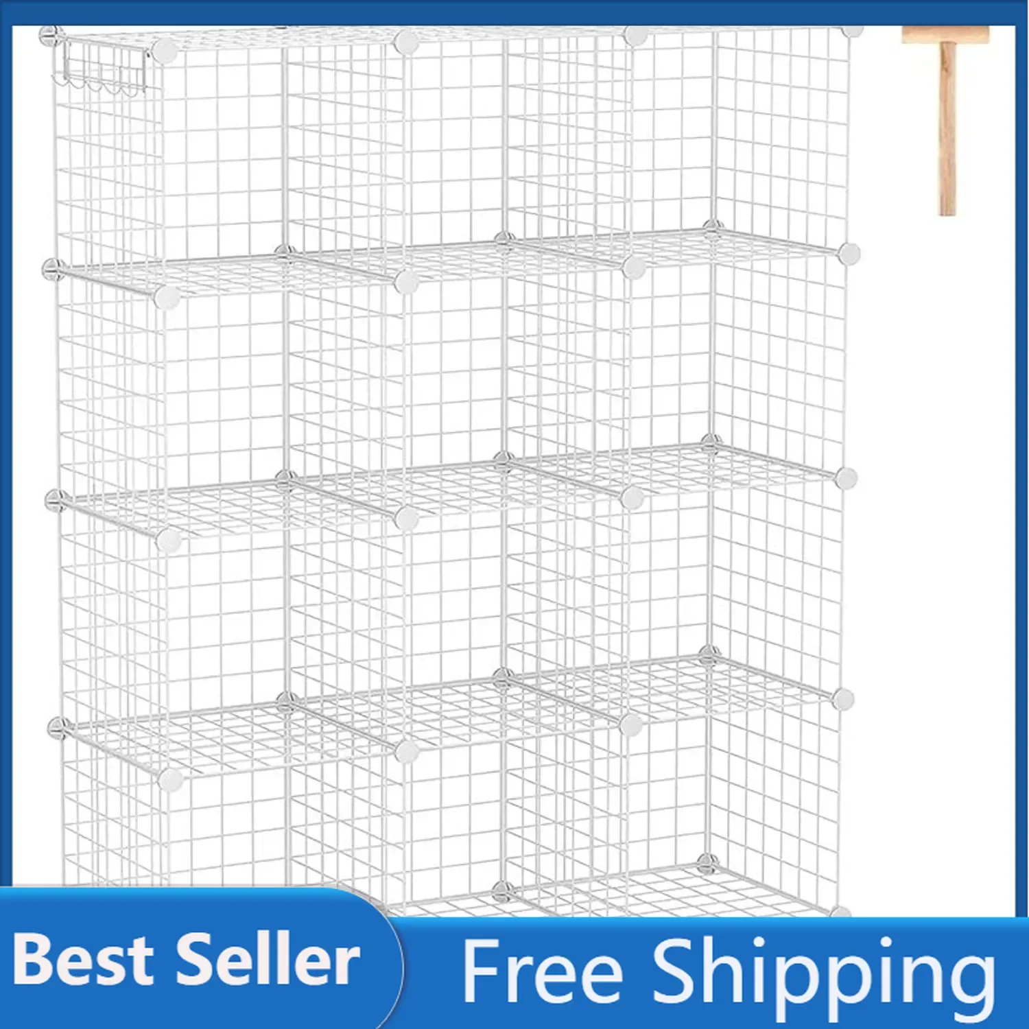 와이어 큐브 스토리지, 정리함 금속 12 큐브 스토리지, C 그리드 보관함, 모듈식 책장 선반