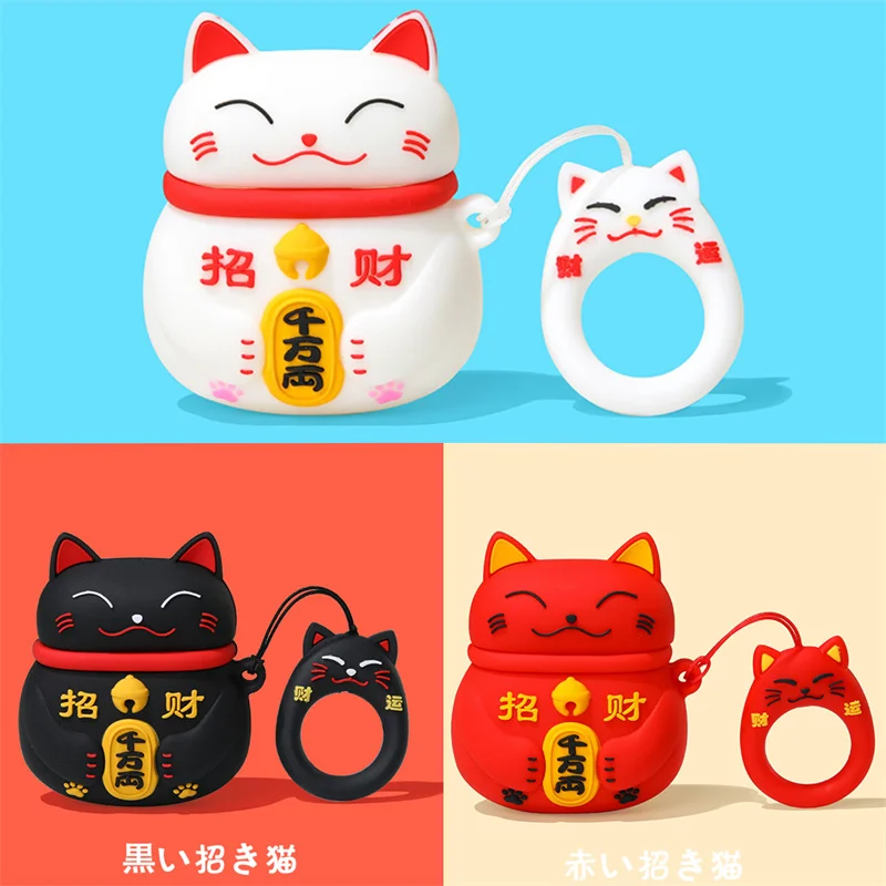 Case for AirPods 4 Lucky Cat Blessing Soft Silicone Earphone Cases airpods 1 2 3 Pro Case Cute Cover for Airpods Pro 2