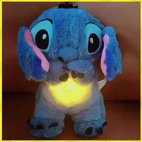 Neue Lilo & Stitch Plüschpuppe Atem Kind Peluche Kawaii Beruhigt Spielzeug Anime Baby Musik Licht Schlafspielzeug Rosa Stich Weihnachtsgeschenk