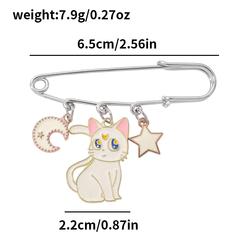 Cute Cartoon Japanese Manga Sailor Moon Character Metal Badge Luna Black Cat White Cat Alloy Brooch Pin Y2k Fashion Toys Anime