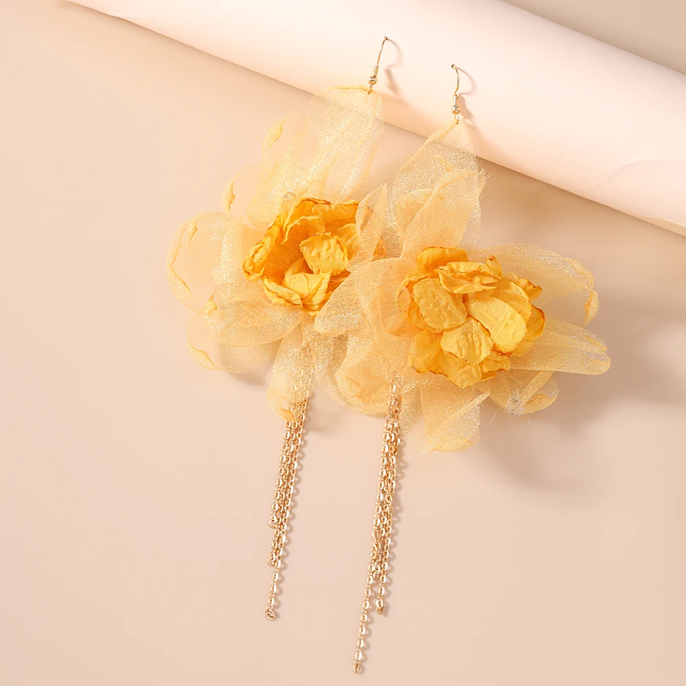Aihua Mode Große Spitze Blume Ohrringe für Frauen Handgemachte Gyspy Quaste Blumen Ohrringe Mädchen Urlaub Urlaub Schmuck Geschenke – Detail 5