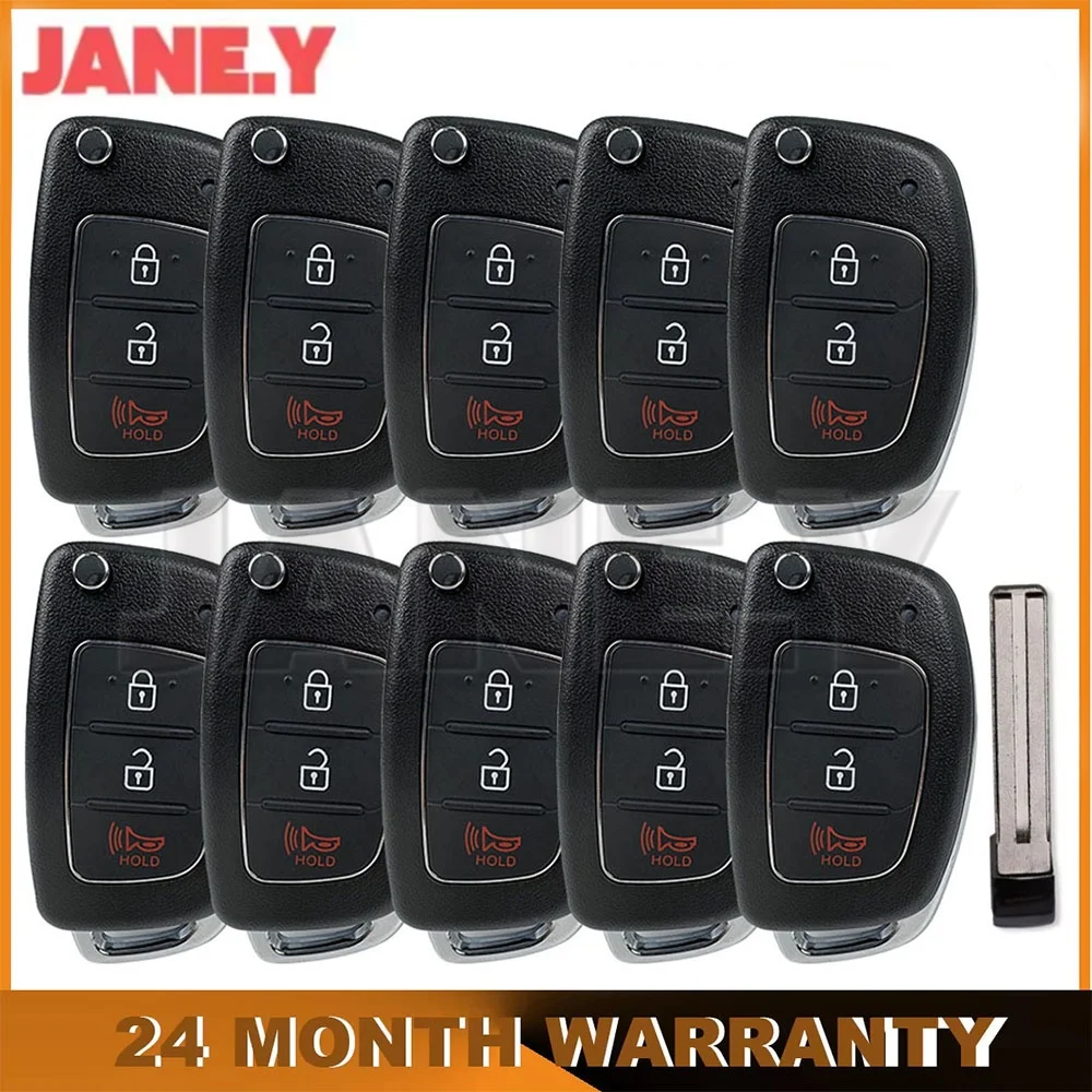 10PCS Flip Folding Remote Key Fob Case For Hyundai HB20 Auto For SANTA FE IX35 IX45 For Accent I40 For Solaris Car Key Shell