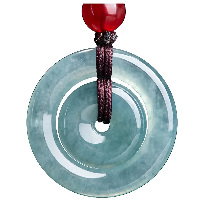 

Real Natural Grade A Jade Jadeite Men Women Lucky Smooth Double Circle Pendant 22mm