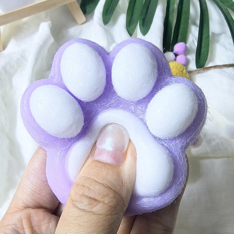 Squeeze Katzenpfote mit Fell Stressabbau Squishy Fidget Toy Mini Kawaii Plüsch Silikon Klebrig Dekomprimieren Kneifen Katzenfuß – Detail 8