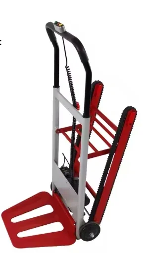 Red Motorized Foldable Crawler Electric Staircase Climbing Battery Trolleyk,Labor-saving Transportation Tool