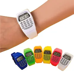 Reloj clásico multifuncional para niños, de silicona, con fecha, calculadora electrónica, pantalla LCD, reloj de pulsera