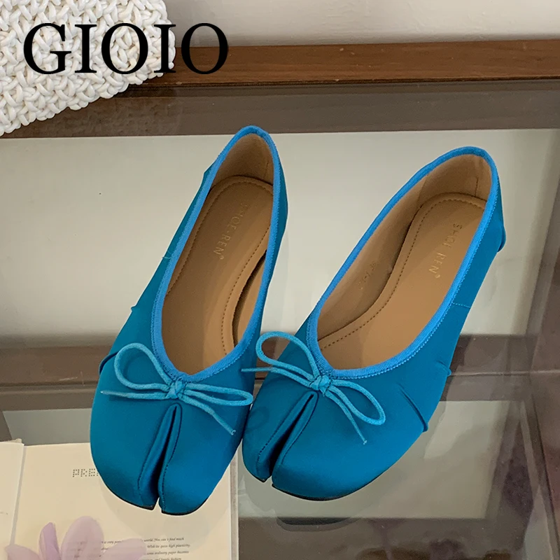 6 colores, nuevos zapatos planos de seda de alta calidad para mujer, estilo ballet Tabi, zapatos planos de moda, mocasines sin cordones para mujer, calzado informal para dama.