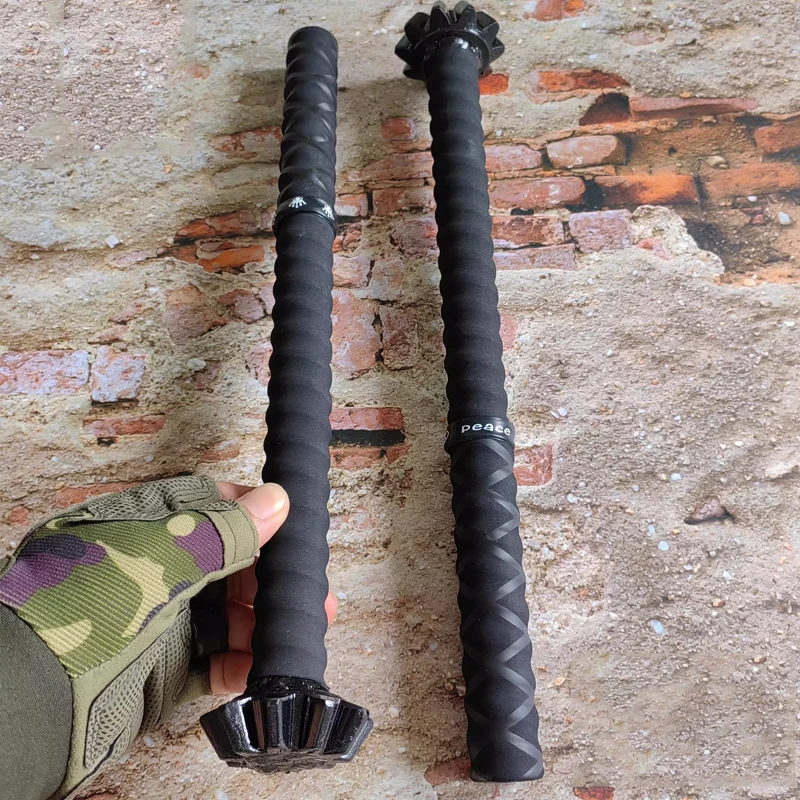 35 cm esterno portatile EDC fatto a mano in acciaio puro osso fiore pagina martello finestra di emergenza per auto rompere bastone corto