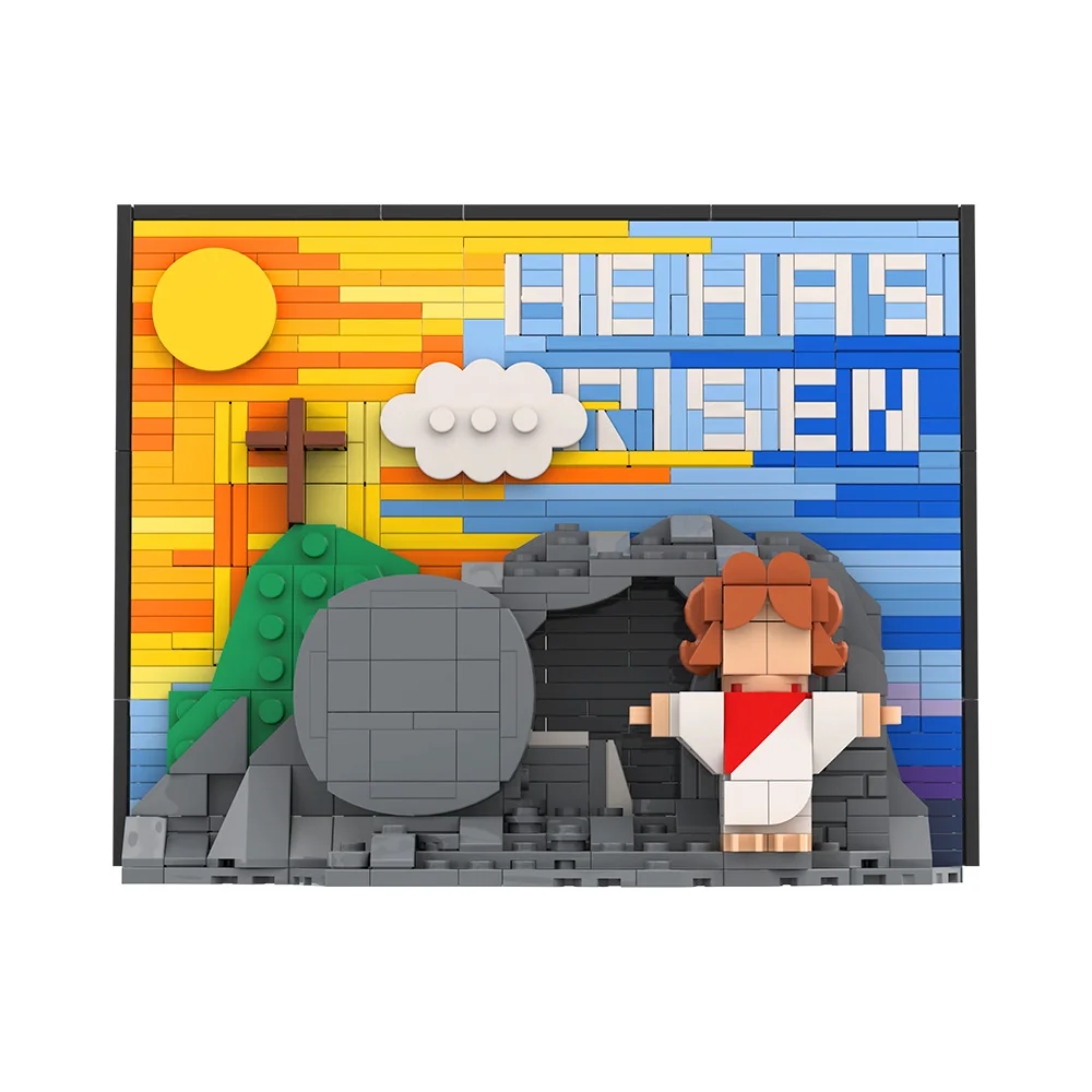 

MOC сцена воскрешения Иисуса 3D модель строительного блока христианство Воскрешение Иисуса креативные кирпичи сборка игрушки подарки для детей