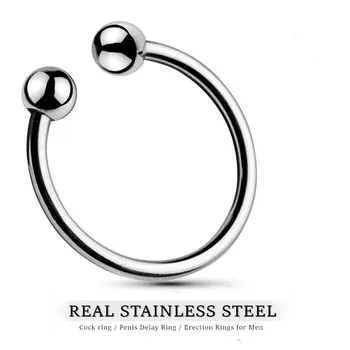כפול כדור נירוסטה זין ראש עטרת פין טבעת מין להגדיל אורגזמה מין צעצוע מוצרי עיכוב שפיכה נעילת טבעת