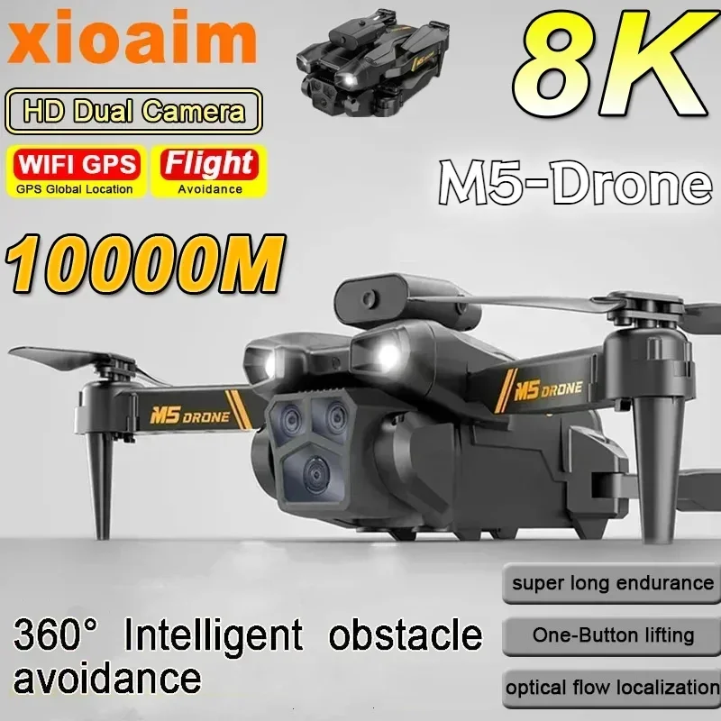 

Для xiaomi M5 Drone 8K 5G Профессиональная HD аэрофотосъемка с двойной камерой всенаправленный обход препятствий Дрон Aerocraft Toys