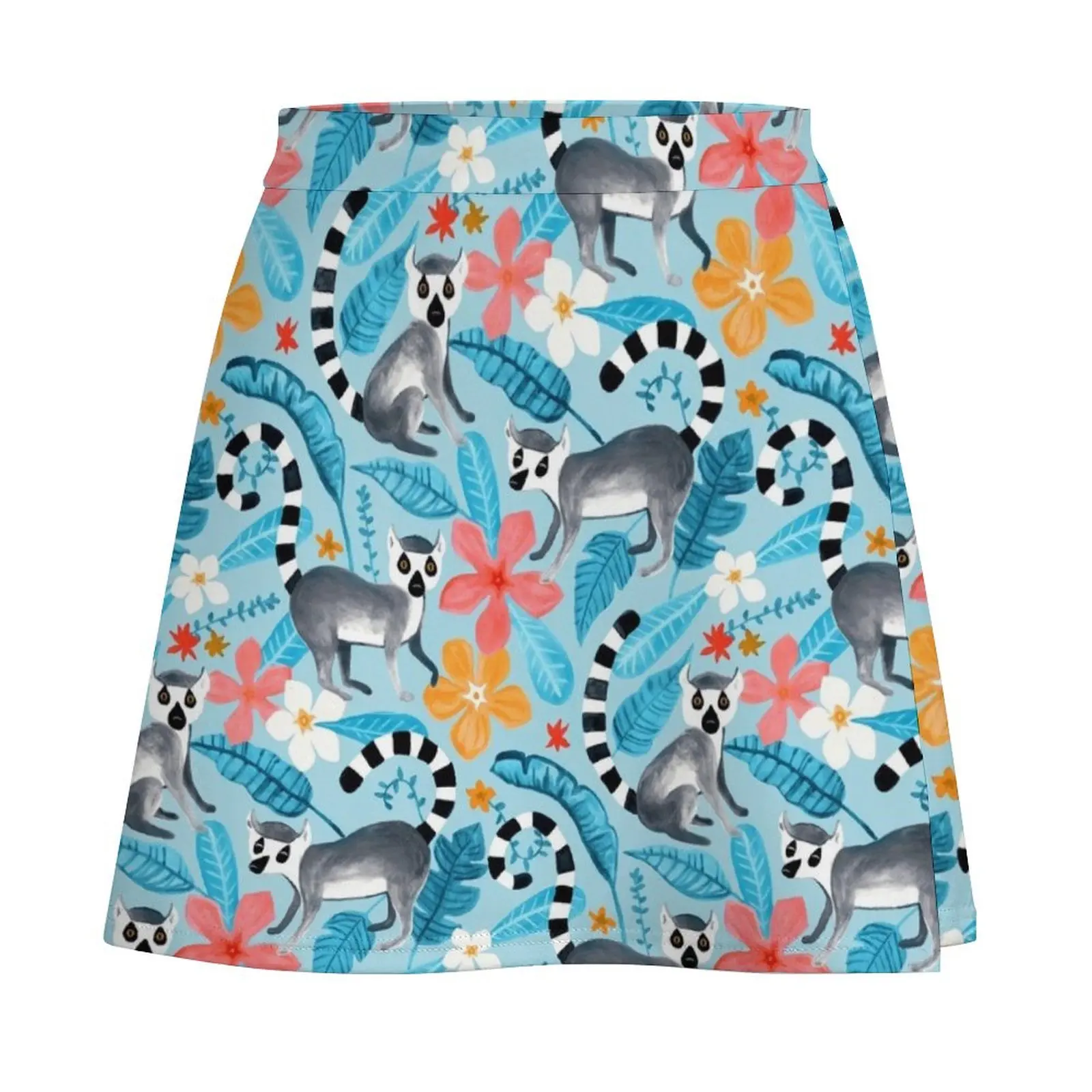 Gouache Lemur Land on Blue Mini Skirt Clothing School uniform Female dress Mini Skirt