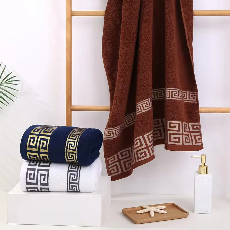 70x140cm Cotton Bathroom Big Towel Cover Oversized Embroidered Luxury Shower Towel Cover Brown Blue White Gift Towels 수건 세트 타월