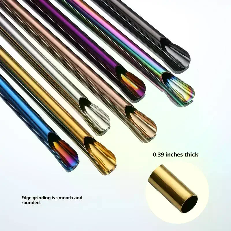 

Reusable 304 Stainless Steel Straw Pearl Milkshake Bubble Tea Straw Stirring Smoothie Spoon Shaped Straw