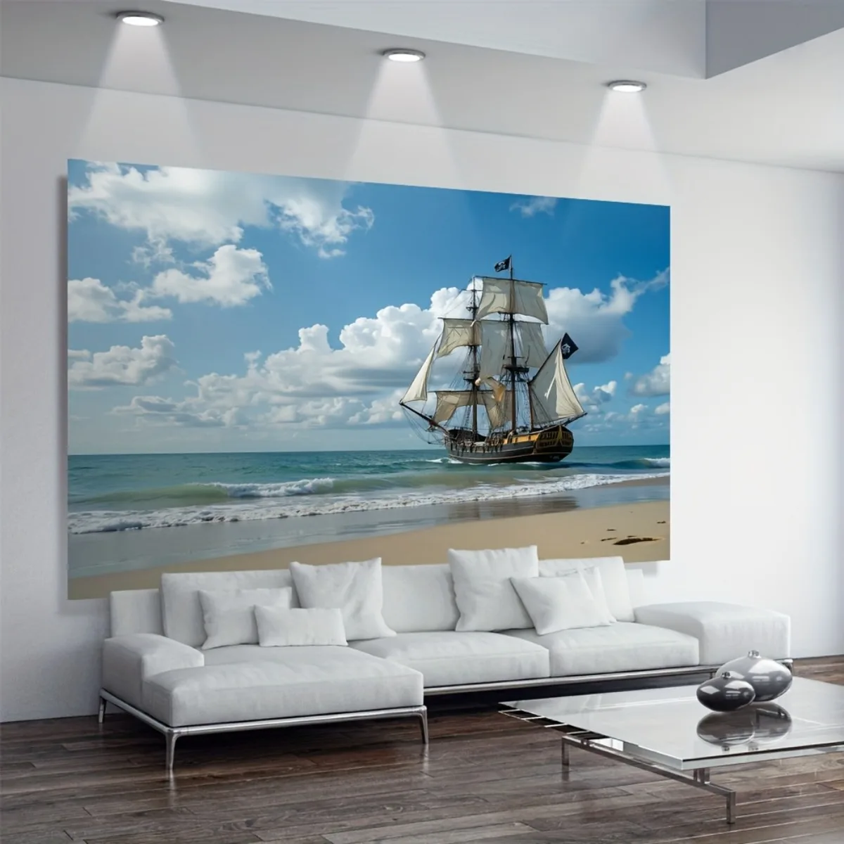 Large Nautical Tapestry Wall Hanging Pirate Ship Sailing Sea Ocean Artwork Maritime Decoration for Bedroom Coastal Home Decor