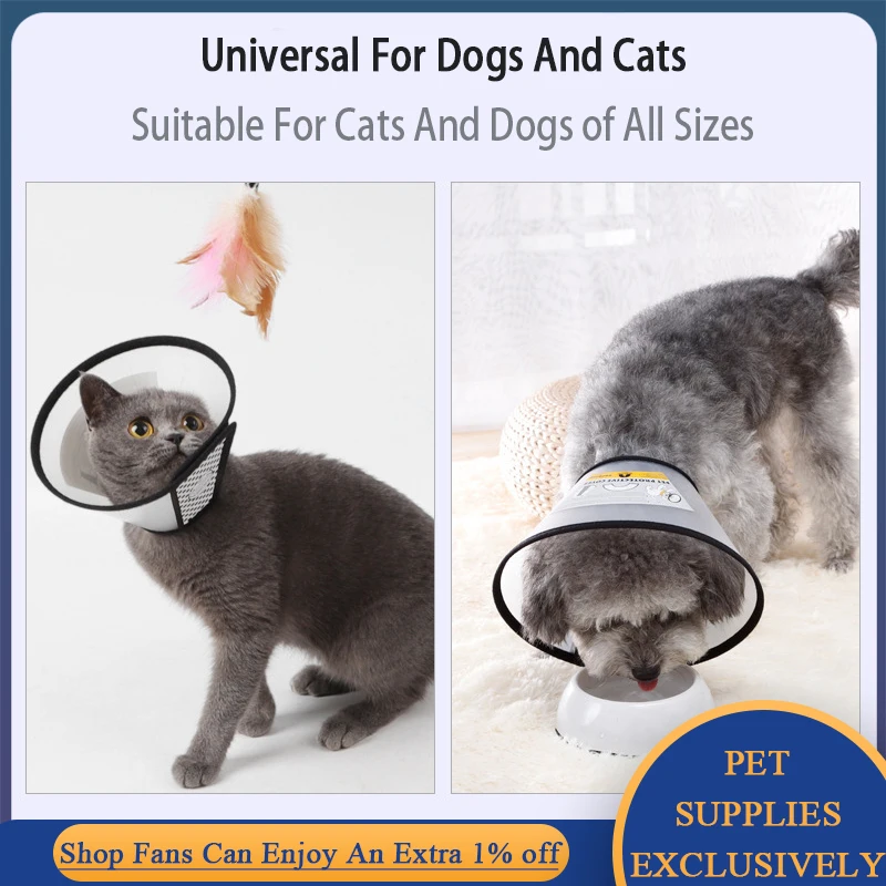 Pet Anti-bite Collar Cat Wound Healing Cone Neck Protection Cover Elizabethan Circle for Kitten Puppy Dog Post-operative Care