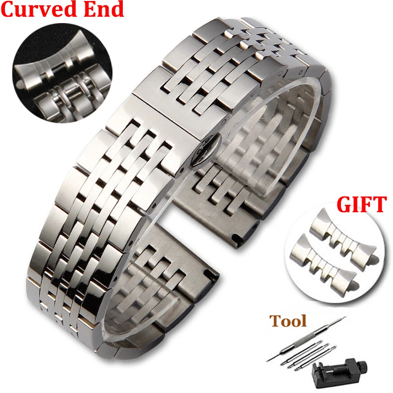 16/18/19/20/21/22/24mm Solid Stainless Steel Watch Band for TISSOT Butterfly Buckle 304L Metal Wrist Strap for Omega for Seiko