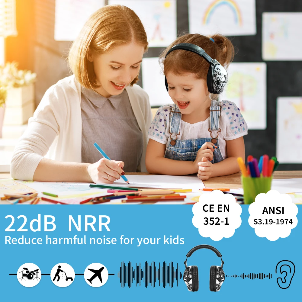 ZOHAN الاطفال حماية الأذن غطاء للأذنين سلامة إلغاء الضوضاء سماعات للأطفال التوحد طفل الأذن حامي الألعاب النارية الجمجمة