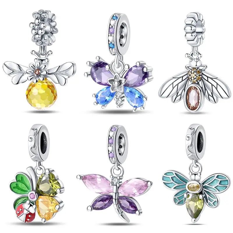 Neu in Silber Farbe Zirkon Serie Schmetterling Anhänger Perlen passen Pandora Armband DIY Charme