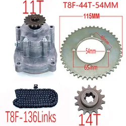 T8F Clutch Drum Gear Box Sprocket with chain for 33cc 43cc 49cc Ty Rod II Go Kart Mini Moto Dirt Bike Scooter Xtreme ATV buggy