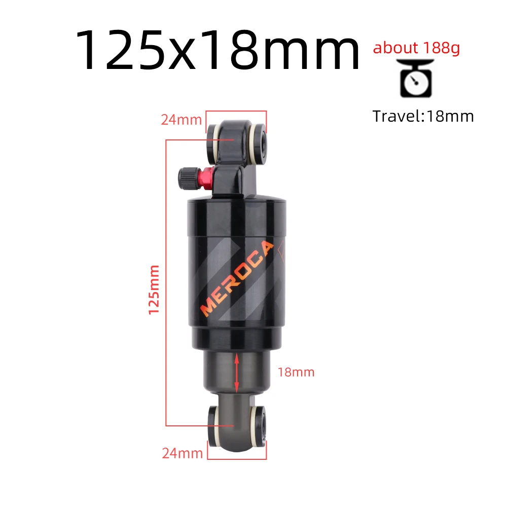 MEROCA Bicycle Air Rear Shock 125mm/150mm/165mm/190mm/200mm Alloy MTB Scooter Folding Bike Shock Absorber Cycling Accessories