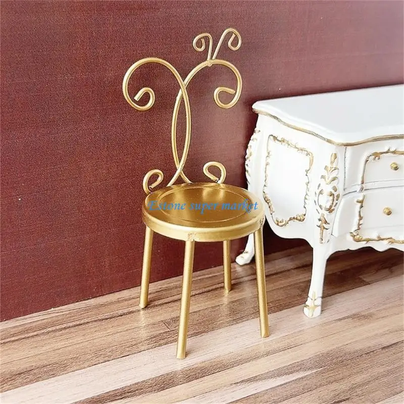 

090B Ironwork Chair Miniature Furniture For Dollhouses Enthusiasts Antique Home Decors