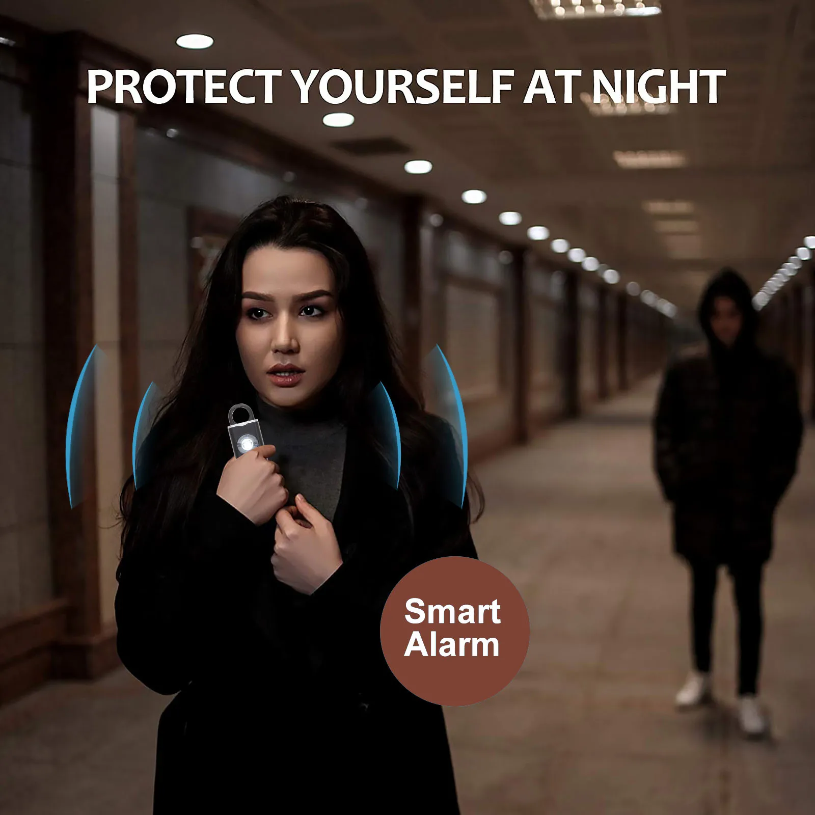 Personal Safety Alarm Keychain 130dB High Decibel Alert LED Light Black Student Anti Wolf Travel Home Use Portable