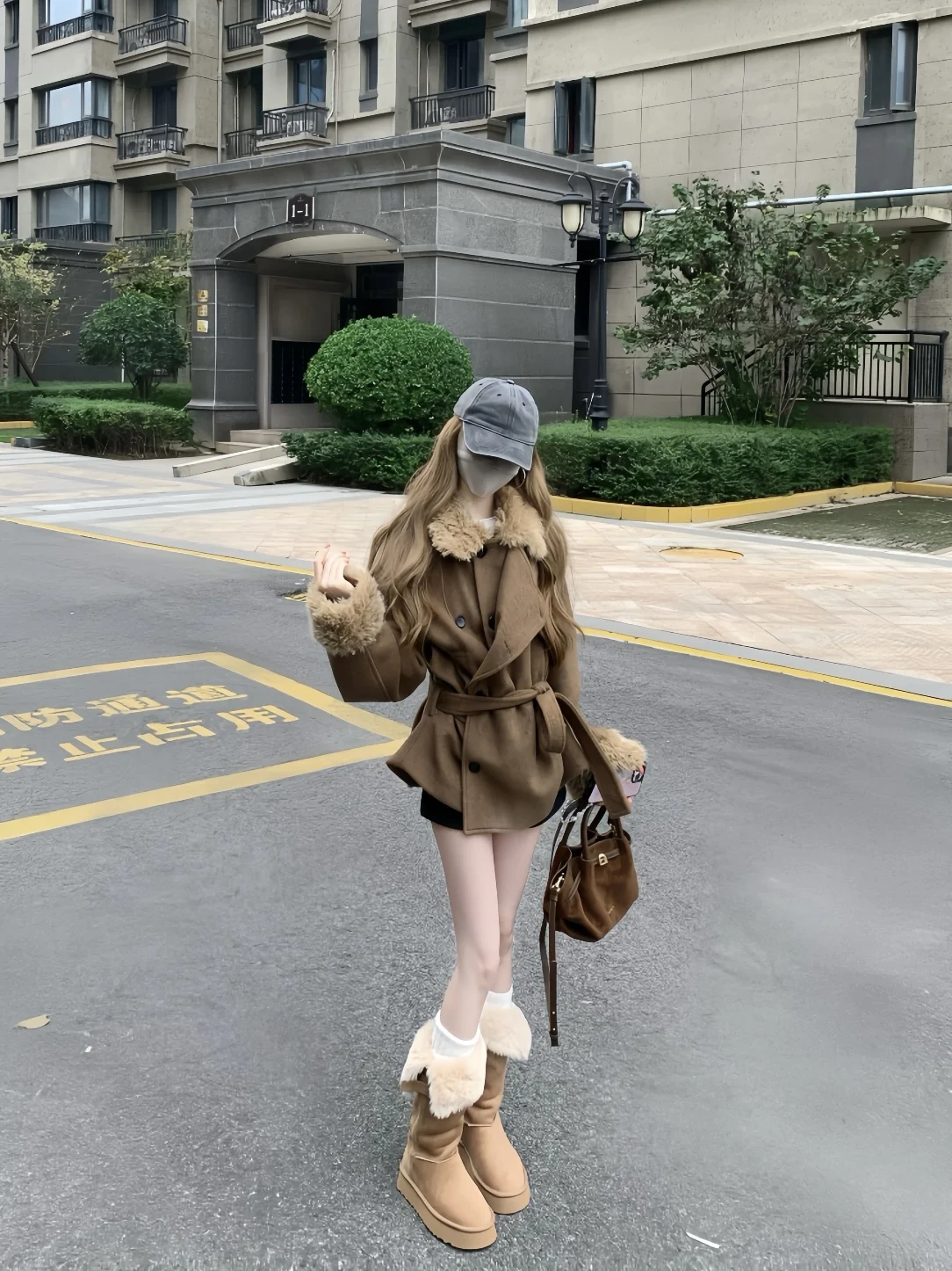 

TheLike Original Winter Thiened Warm Woolen Brown Lazy Casual Versatile Outerwear Fem 8-24 Loose Fit Regular Length