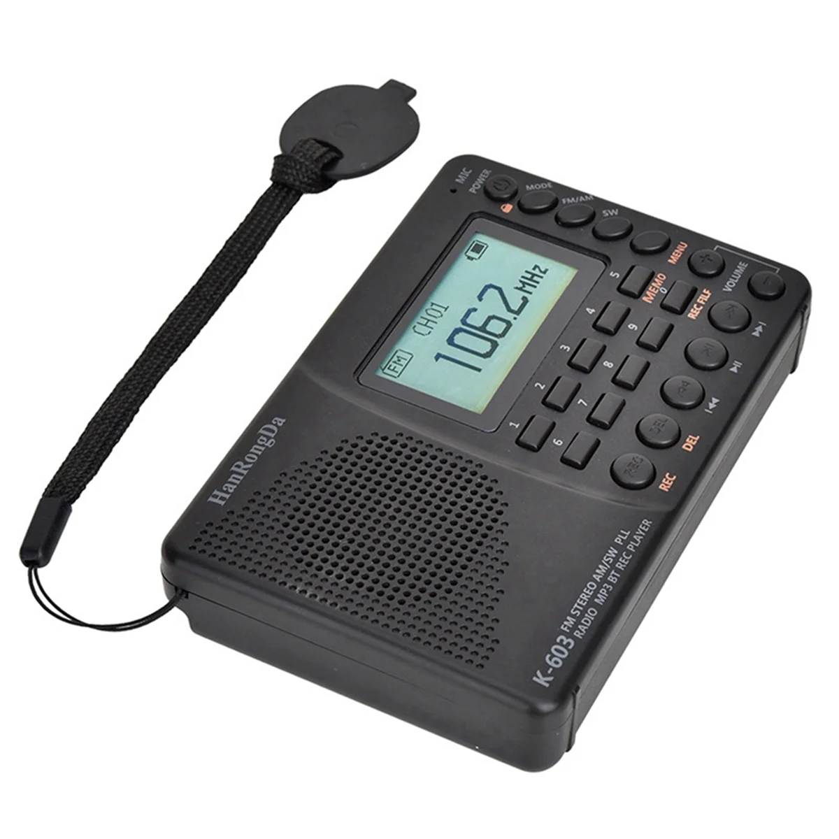 

M85K New K-603 Elderly Full-Band Radio Bluetooth Card Recording MP3 Player Portable Radio with Backlit LCD, Sleep Timer