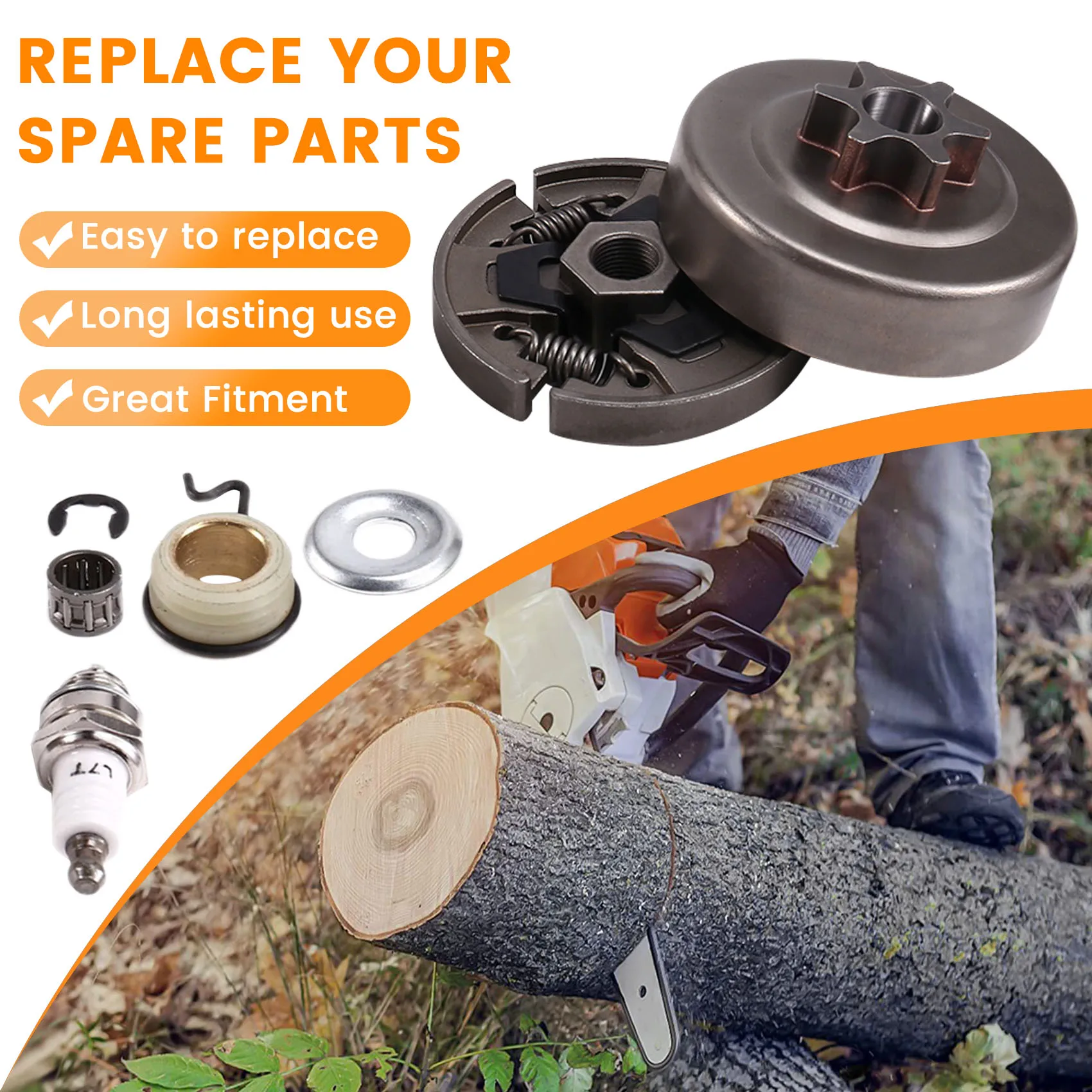 ABJO-Drum Kopling Sproket Gergaji Mesin Pemotong Rumput untuk Stihl 017 018 021 023 025 MS170 MS180 MS210 MS230 MS250 Suku Cadang Pengganti