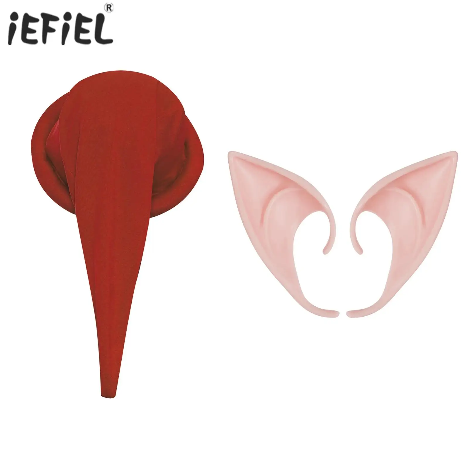 

Kids Adults Halloween Elf Dwarf Hat Pointed Cap Gnome Hats Beanies with Rubber Elf Ears for Theater Performance Party Dress Up