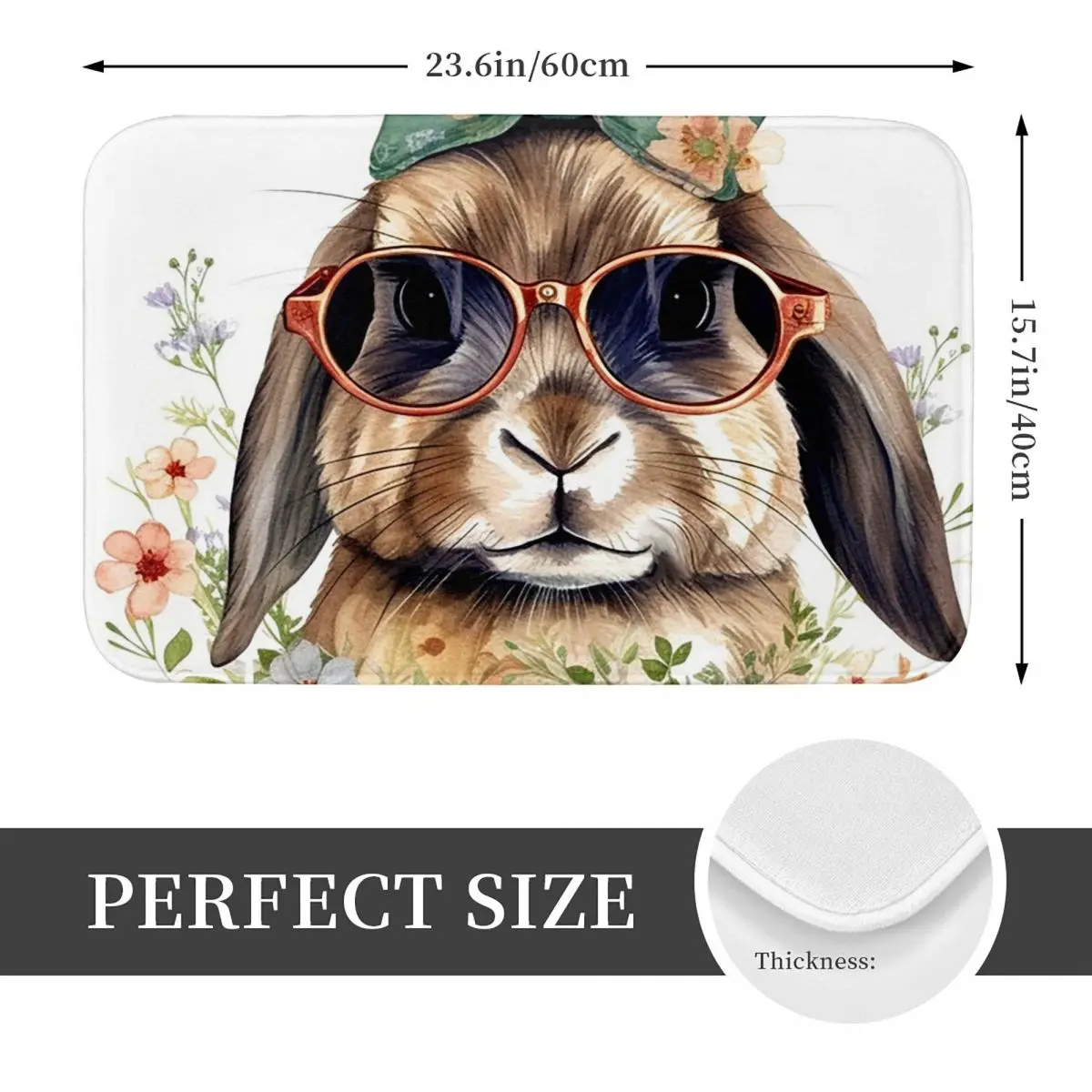 Easter Rabbit With Sunglasses Funny Design Anti-slip Doormat Floor Mat Carpet Rug for Kitchen Entrance Home Bedroom Footpad Mats