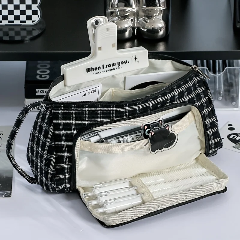 New Portable Pencil Case, Large Capacity Stationery Box, Pencil Bag for Men and Women, Toiletry Travel Bag, Stationery Storage Bag, Pencil Box, Marker Pen Case, Fountain Pen Case, Beauty Bag, Makeup Bag, Office Desk Stationery Storage Bag, Large Capacity Stationery Box, Toiletry Bag, Suitable for Office, School Supplies, Gifts view 3