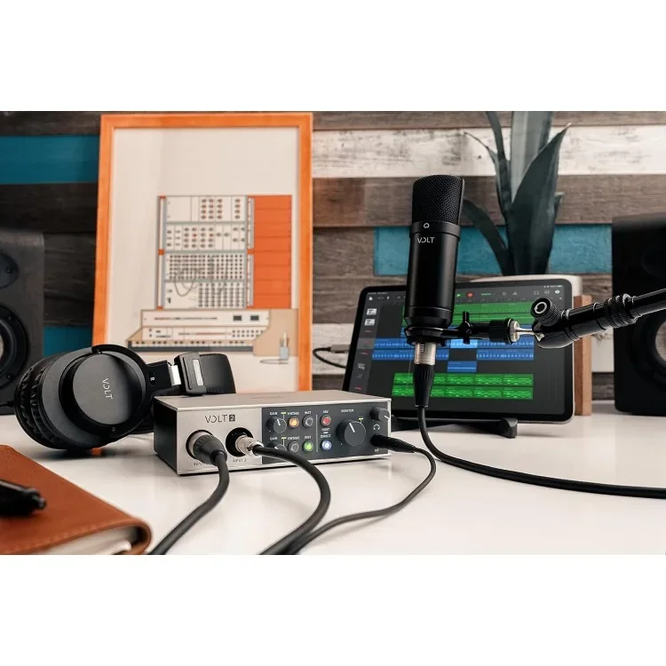 home.Volt 2 USB Recording Studio Bundle with Audio Interface, Headphones, and Microphone