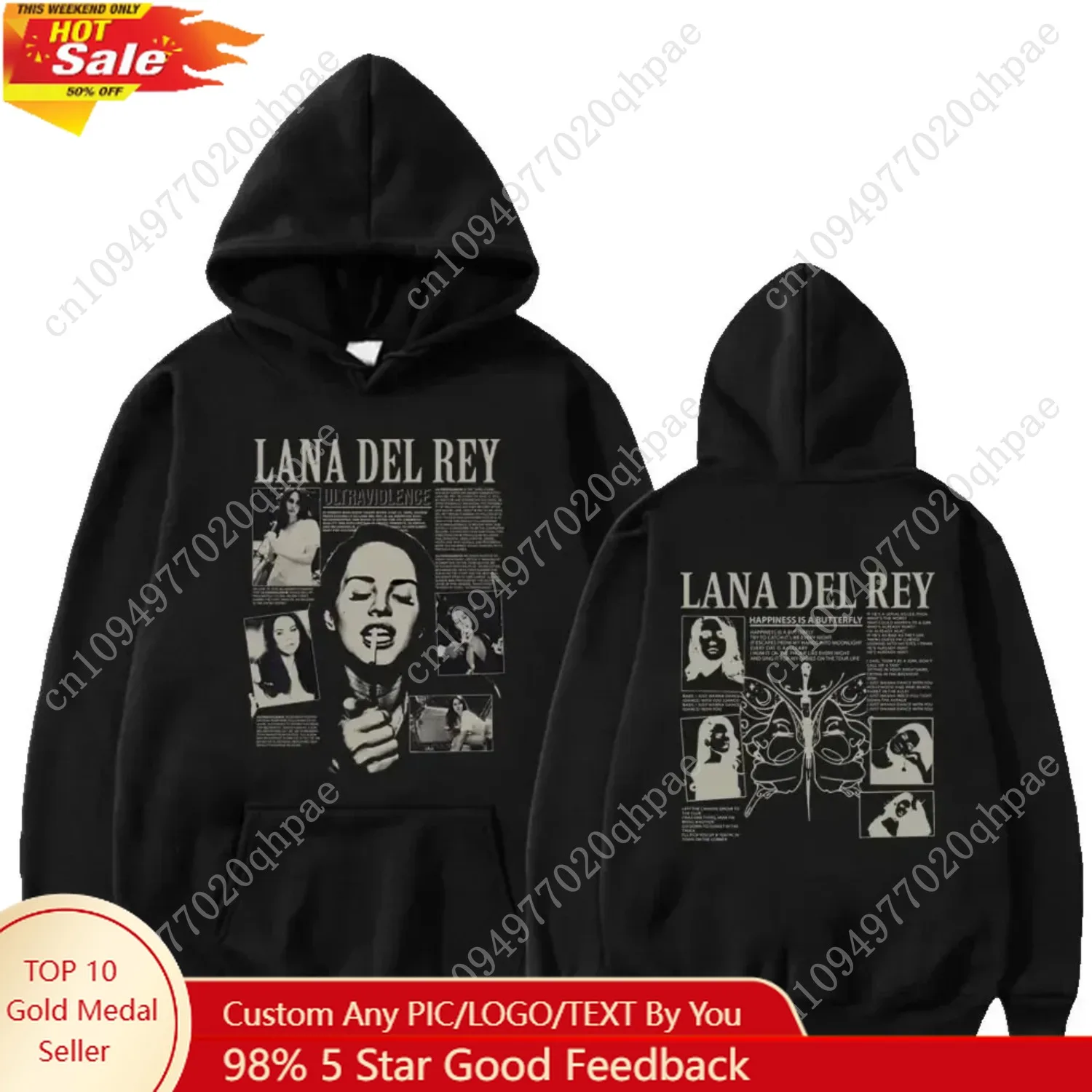 

Music Album Print Women Hoodies Singer Lana Del Rey Ultraviolence Women Hip Hop Vintage Fleece Sweatshirts Oversized Streetwear