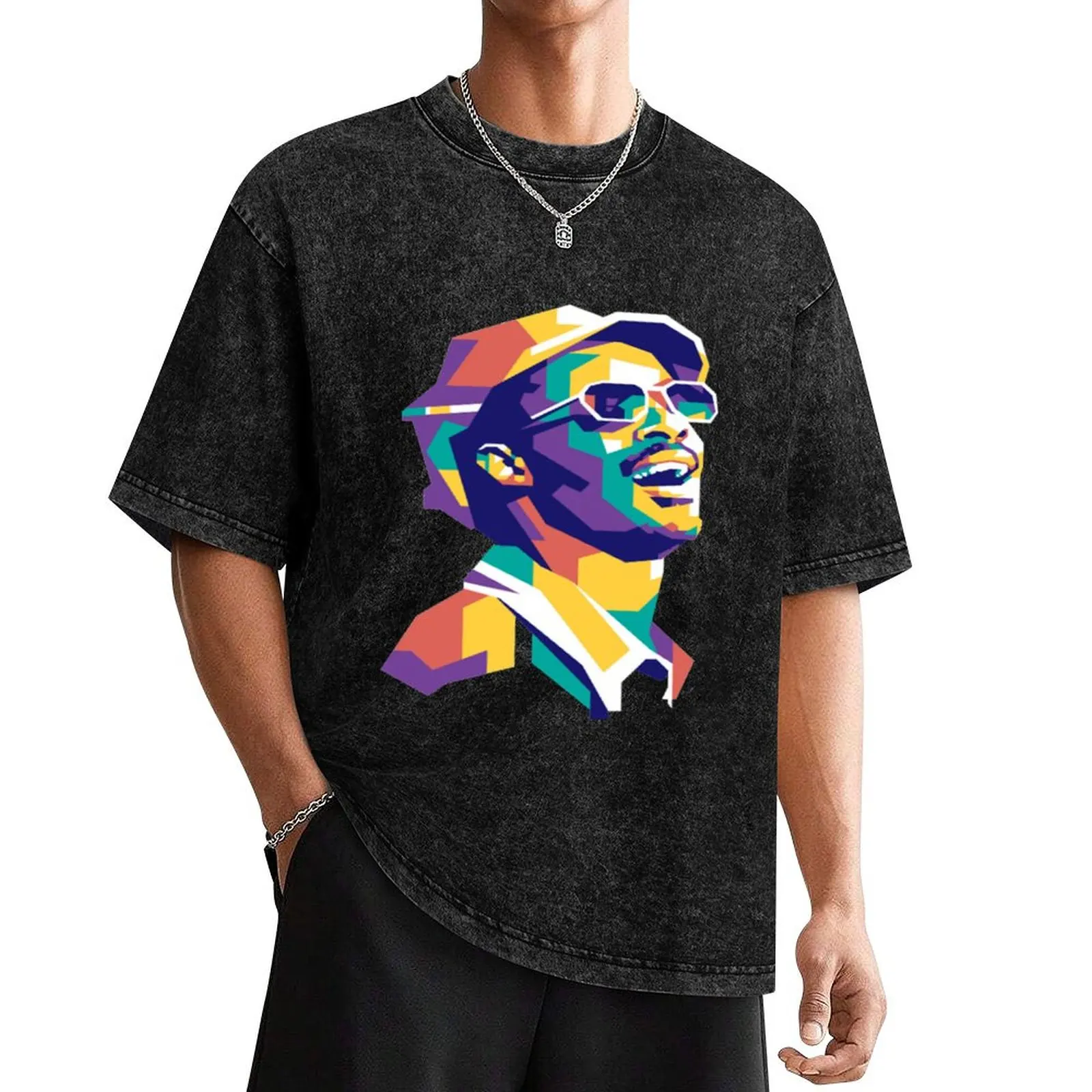 Stevie Wonder Wall ArtStevie Wonder WPAP Limit Color Posters T-Shirt Aesthetic clothing quick drying mens t shirts pack