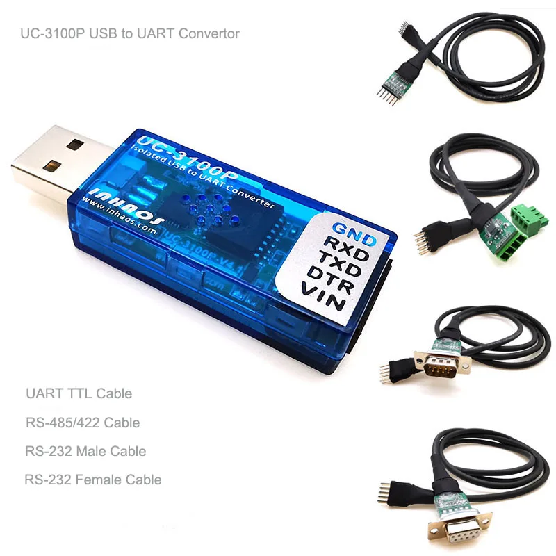 UC 3100P Isolated USB to UART Convertor 1Mbps RS-232 RS-485 RS-422 DB9 For Arduino Android Windows Linux Mac OS 3750V