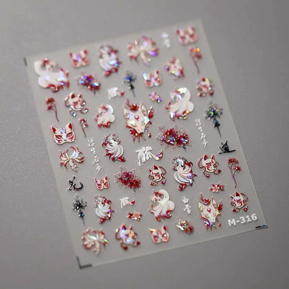 Flowers Chinese Nail Stickers Cheongsam Accessories Phoenix Chinese Nail Decals Blue and White Porcelain Patterns Hot Stamping