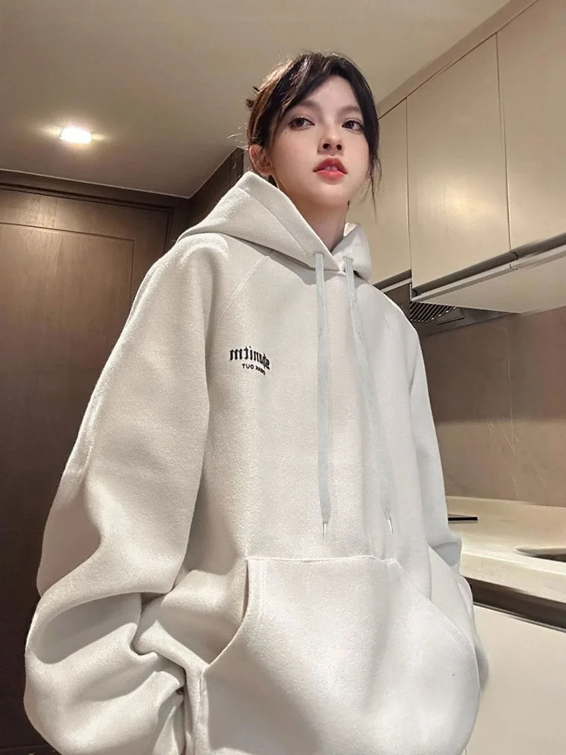 Heavyweight Cotton Hooded Couple Sweater Men and Women Fashion Brand Versatile Text Decal Oversize Thick Top Coat Clothes Y2k