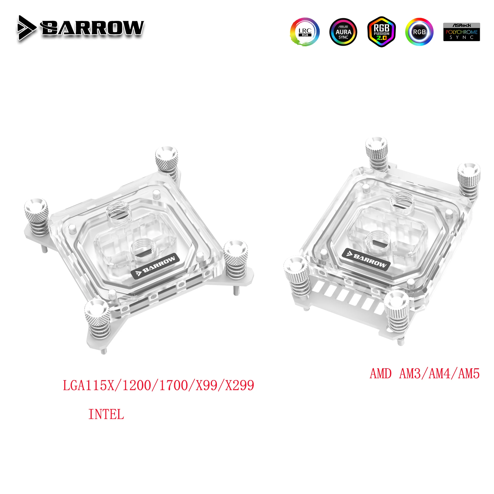 Barrow CPU Water Block Use for Intel LGA1150 1151 1700 1200 X99 AMD AM3 AM4 AM5 Socket Motherboard 5V GND Header LTYK3-04I