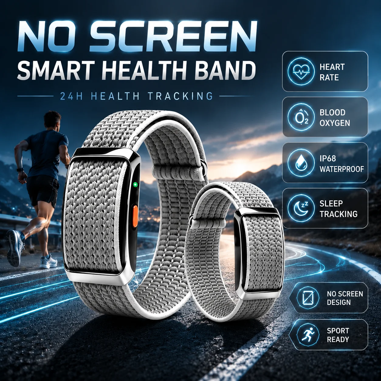 No Screen Health Smart Bracelets Men Heart Rate Blood Pressure IP68 Waterproof Smart Band Sports Fitness Tracker Smart Watch Men