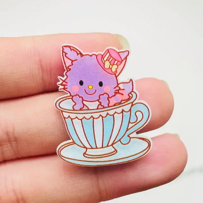 10Pcs New Acrylic Kawaii Cute Cartoon Bowtie French fries Sticker  Series Clip Book DIY Fashion Hairpin Decoration Crafts