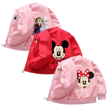Veste Mickey Mouse pour bébés garçons et filles, fermeture éclair, manches longues, dessin animé, manteaux pour enfants, vêtements d'extérieur décontractés, printemps-automne 2024