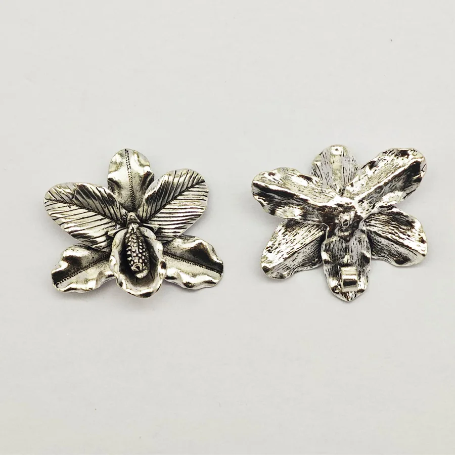 6pcs/pack Wholesale Alloy Silver Color Tone Orchid Pendant Apricot Flower Shaped Charm Pendants Craft DIY Findings