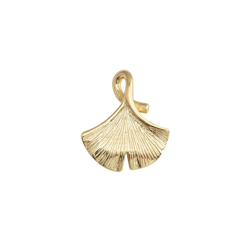 S925 sterling silver gold-plated pendant, Gingko leaf pendant, handmade DIY beaded bracelet accessories