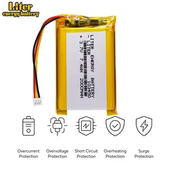 li-po 1.25mm connector 103450 3.7V 2000MAH lipo polymer lithium rechargeable battery GPS navigator DVD recorder headset e-book