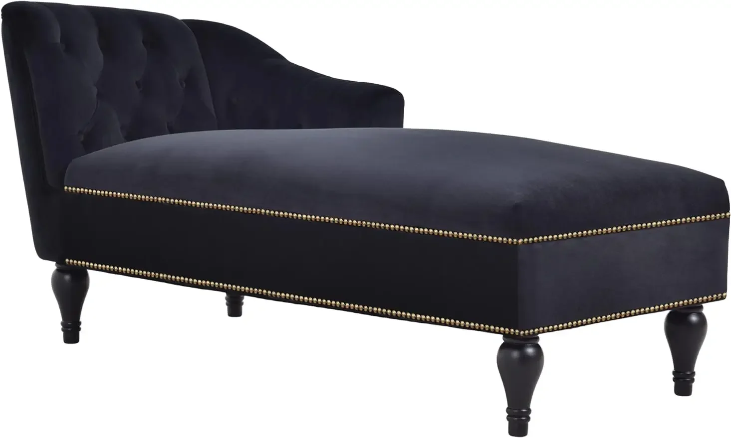 Velvet Chaise Lounge,Button Tufted Right Arm Facing Lounge Chair with Nailhead Trim & Solid Wood Legs for Living Room or Office